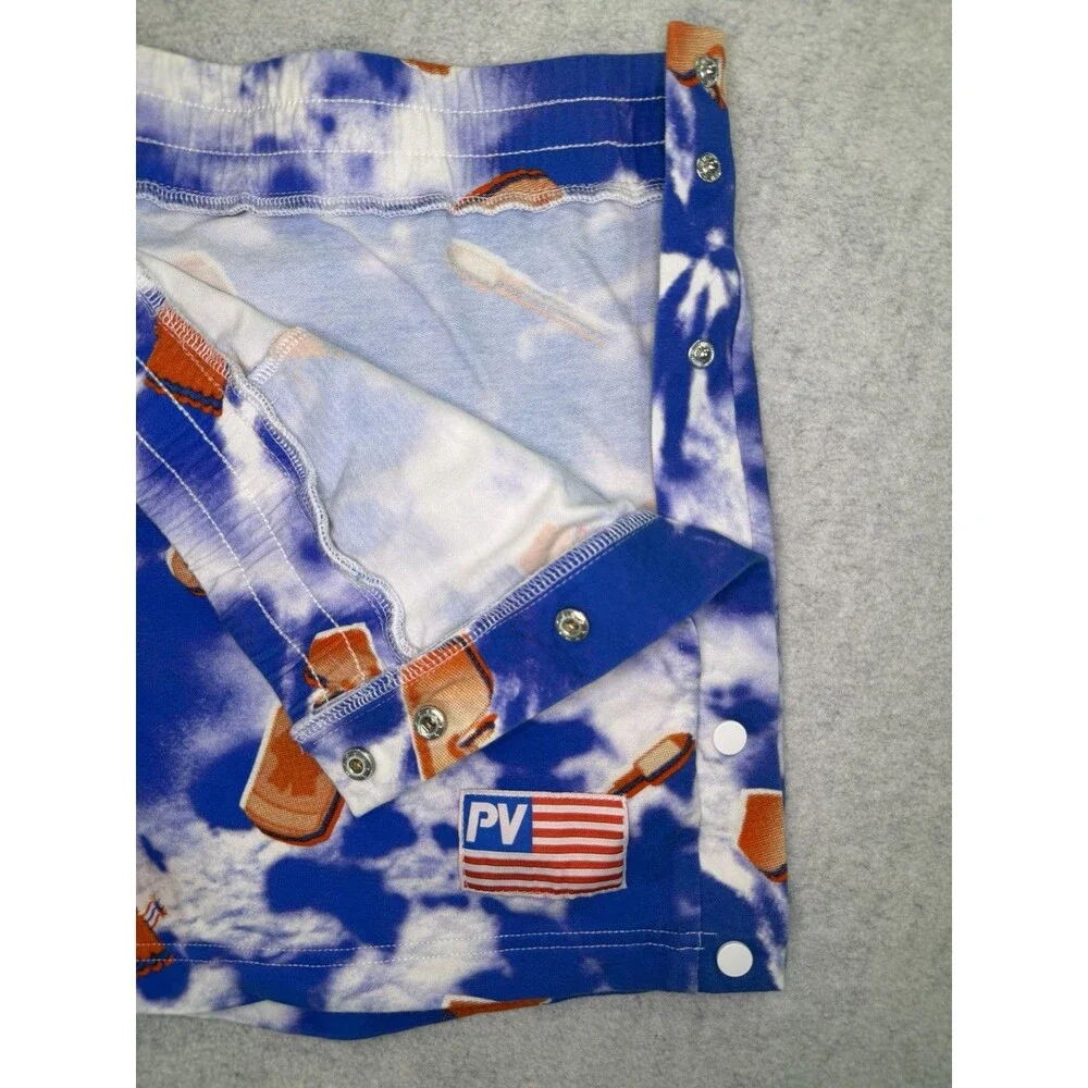 Pit Viper Shorts Men's XL Red White Blue Tie-Dye USA Tear-away BBQ